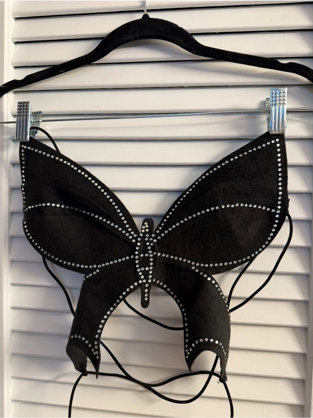 Solado Size S Blk Butterfly Rhinestone Harness Top Open Back Crisscross Strings